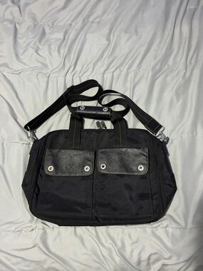 Perry Ellis Black Convertible Messenger & Brief Bag